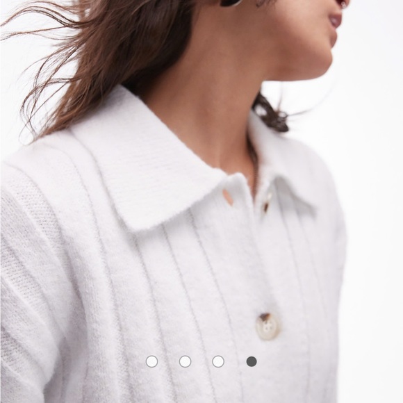 NWT Topshop Knit Collar Button Down Cardigan in Ivory, Medium 8/10 - Picture 2 of 7